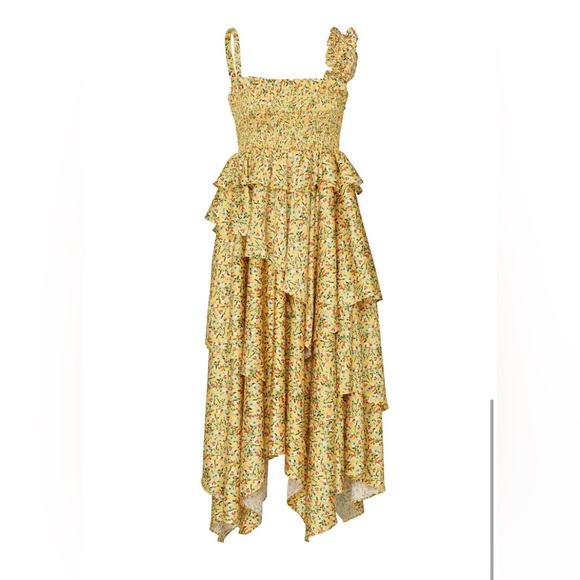 Petersyn Alcott midi dress in yellow printed crepe - Picture 5 of 6